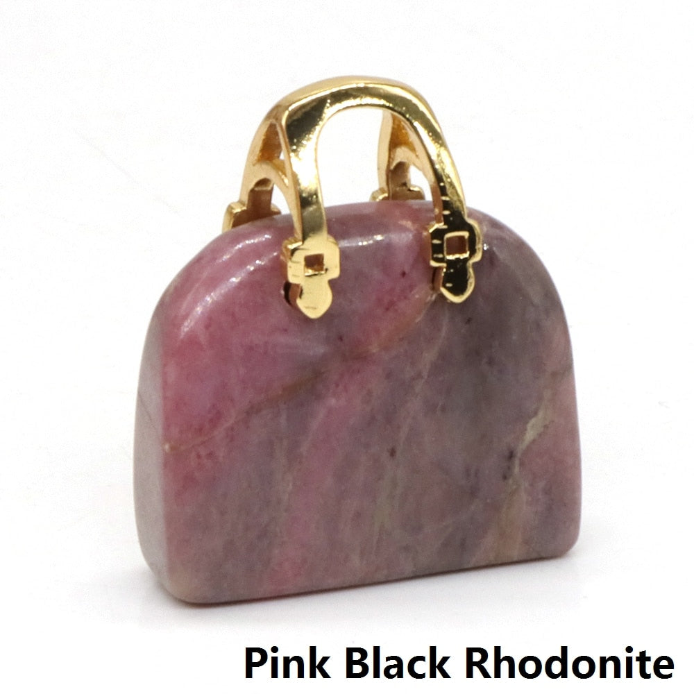 Women Bag Shaped Natural Healing Crystal Amethyst
