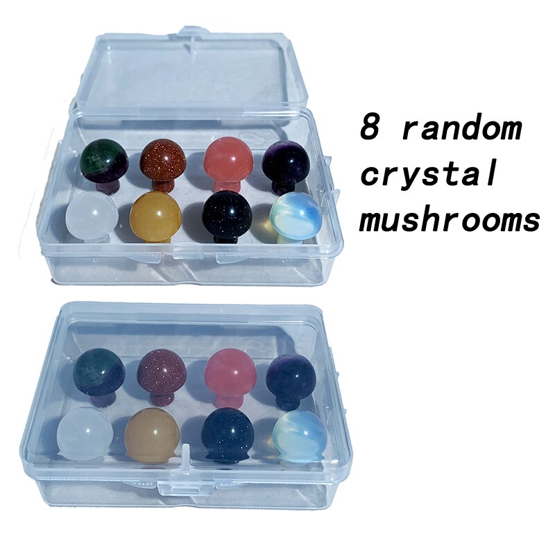 Mini Natural Crystal Mushroom Stone Statue Carving