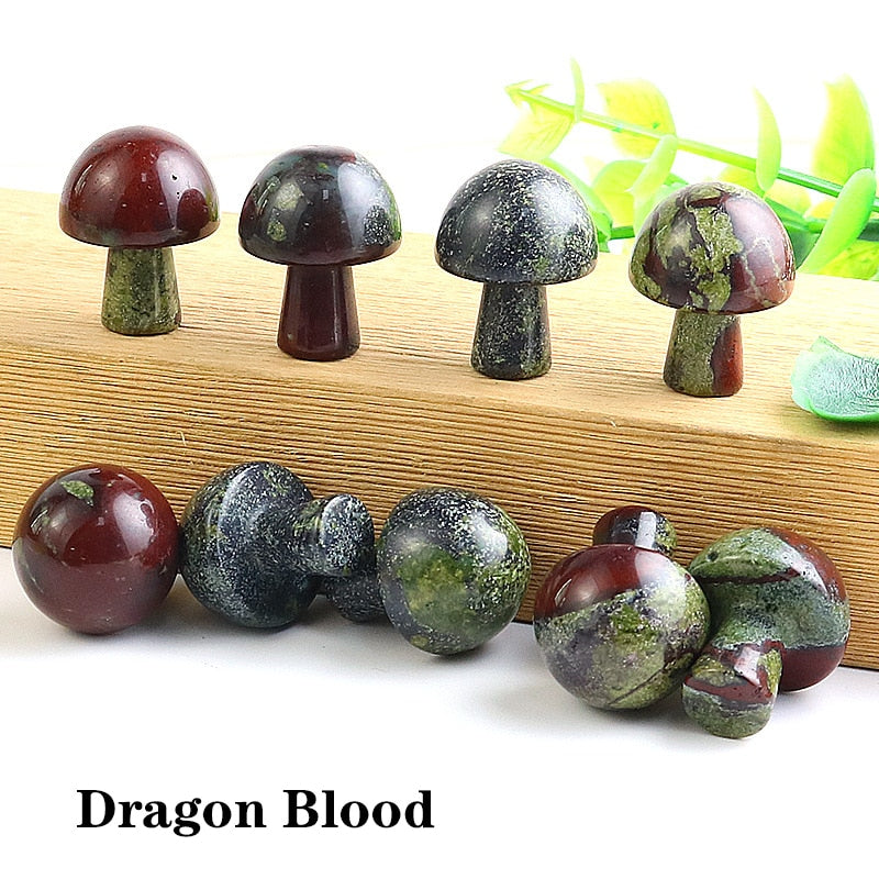 Mini Natural Crystal Mushroom Stone Statue Carving