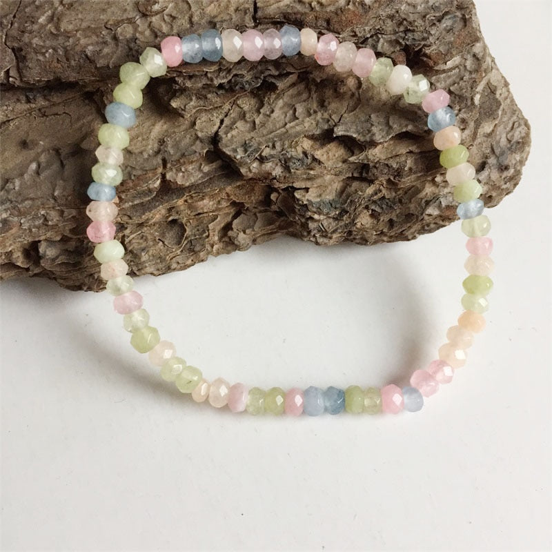 Clear Rare Faceted Morganite Jade Bracelet