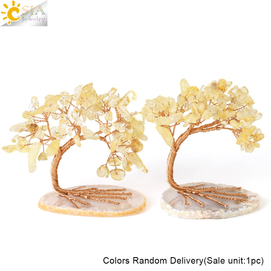 Crystal Money Tree with Agate Slices Love Heart