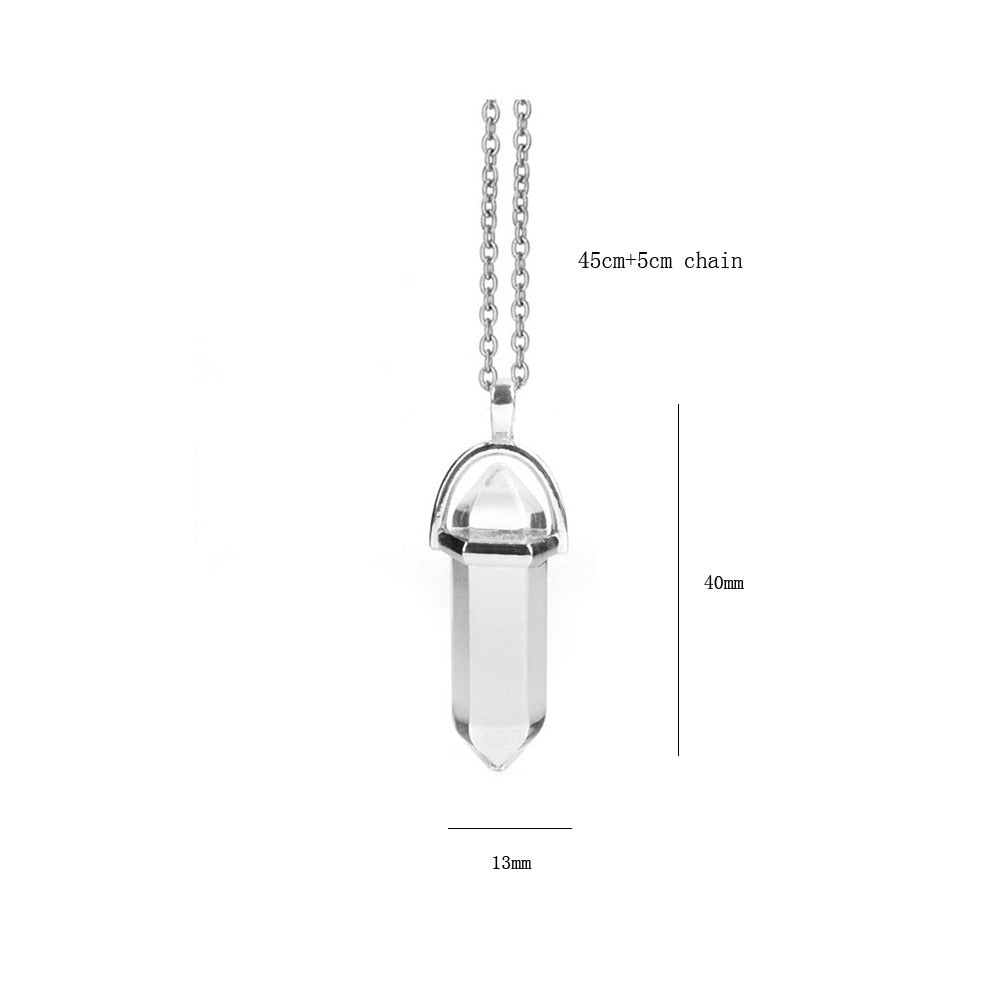 Point Pillar Bullet Hexagonal Column Necklace Stone