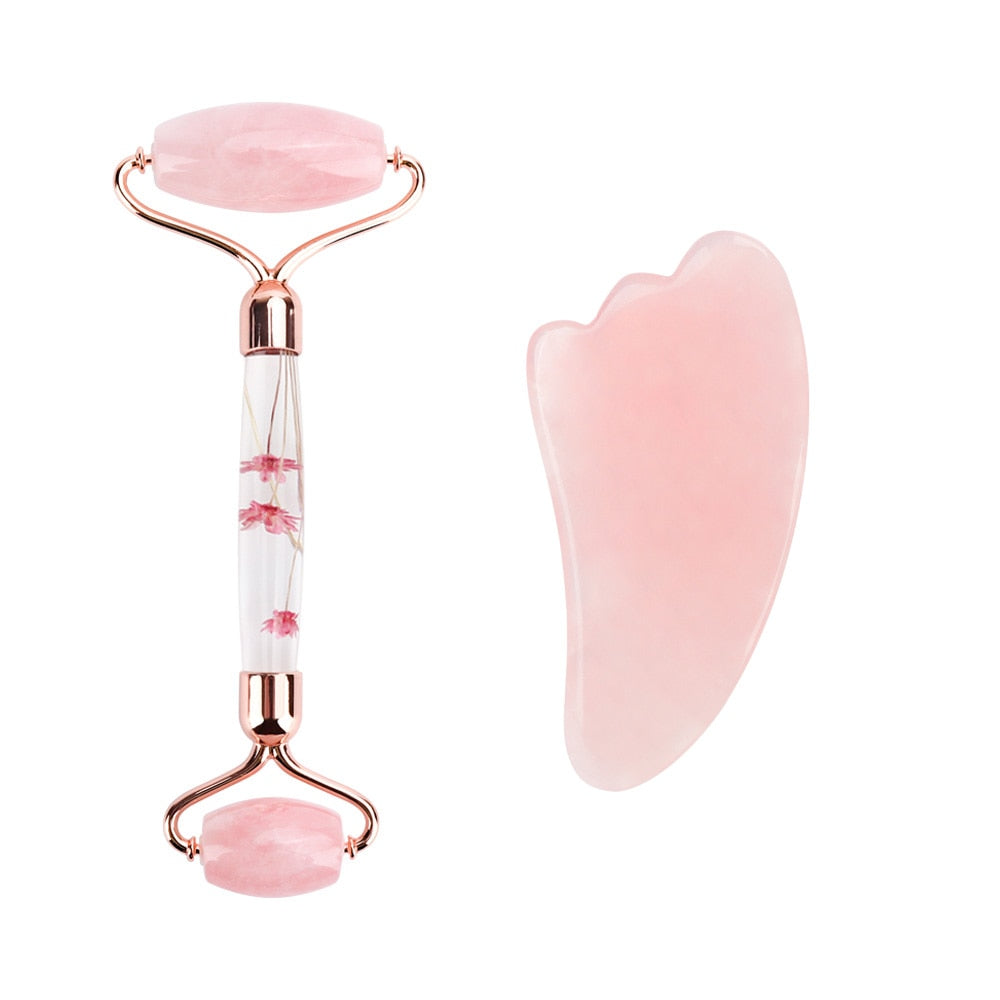 Rose Quartz Roller Natural Jade Facial Massage Roller