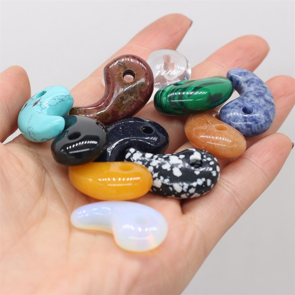 Natural Stone Rose Quartz Jade Comma