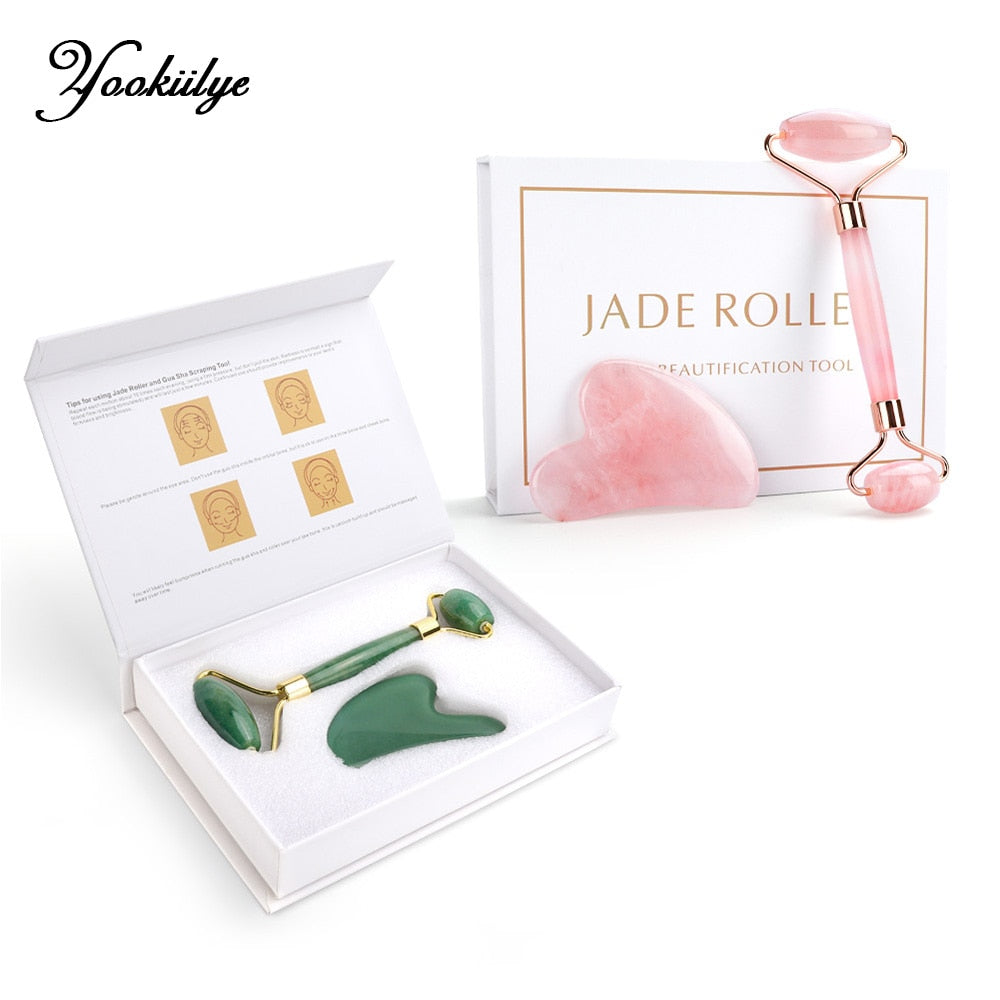 Jade Roller Heart Gua Sha Scraping Board Rose