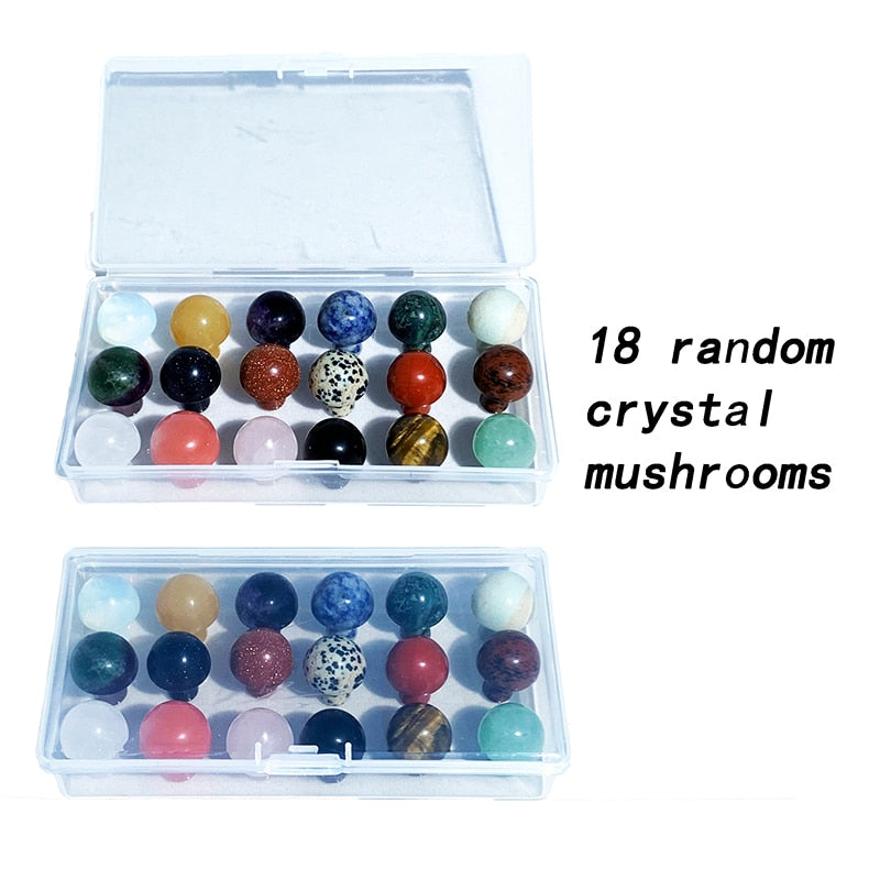 Mini Natural Crystal Mushroom Stone Statue Carving