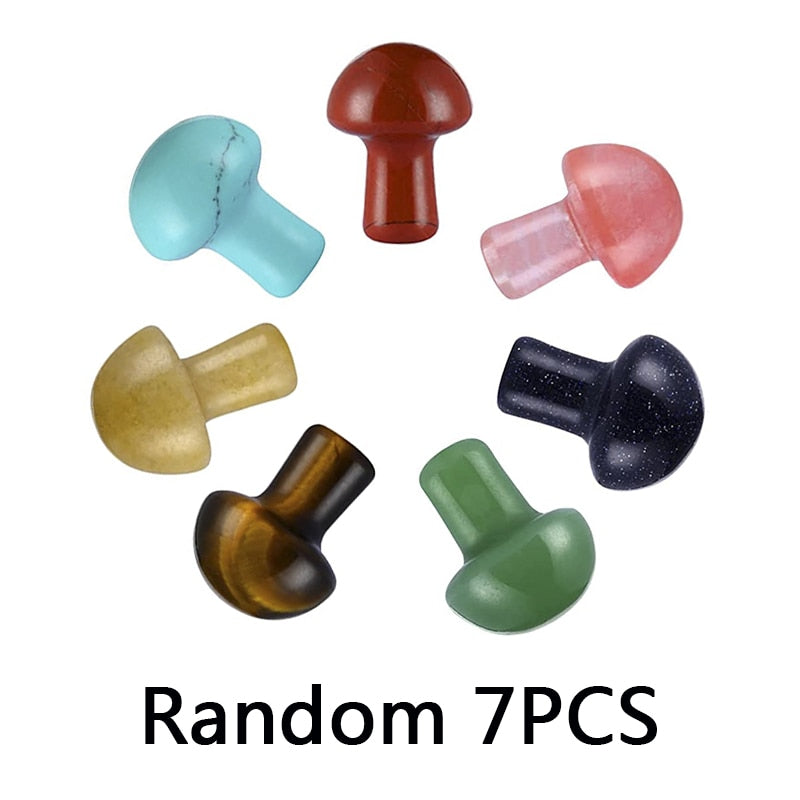 Mini Natural Crystal Mushroom Stone Statue Carving