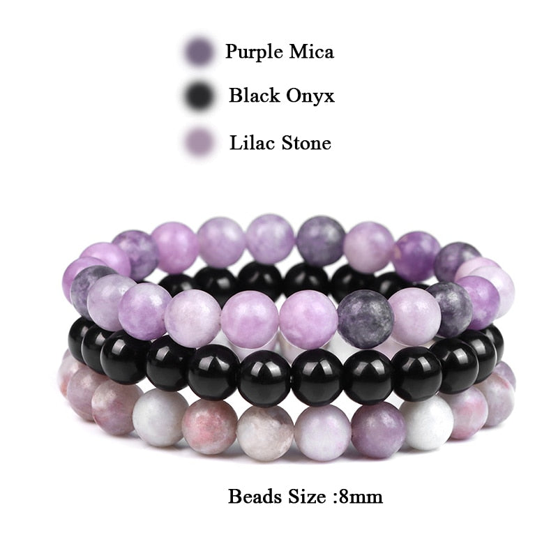 8mm Natural Stone Bracelet Sets Rhodonite