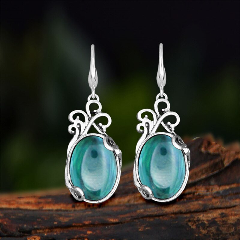 Vintage Natural Jades Dangle Earrings For Women