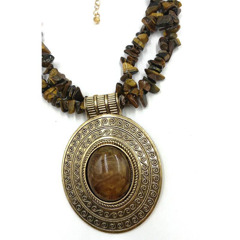 Oval Pendant Natural Stone Turquoises Necklace