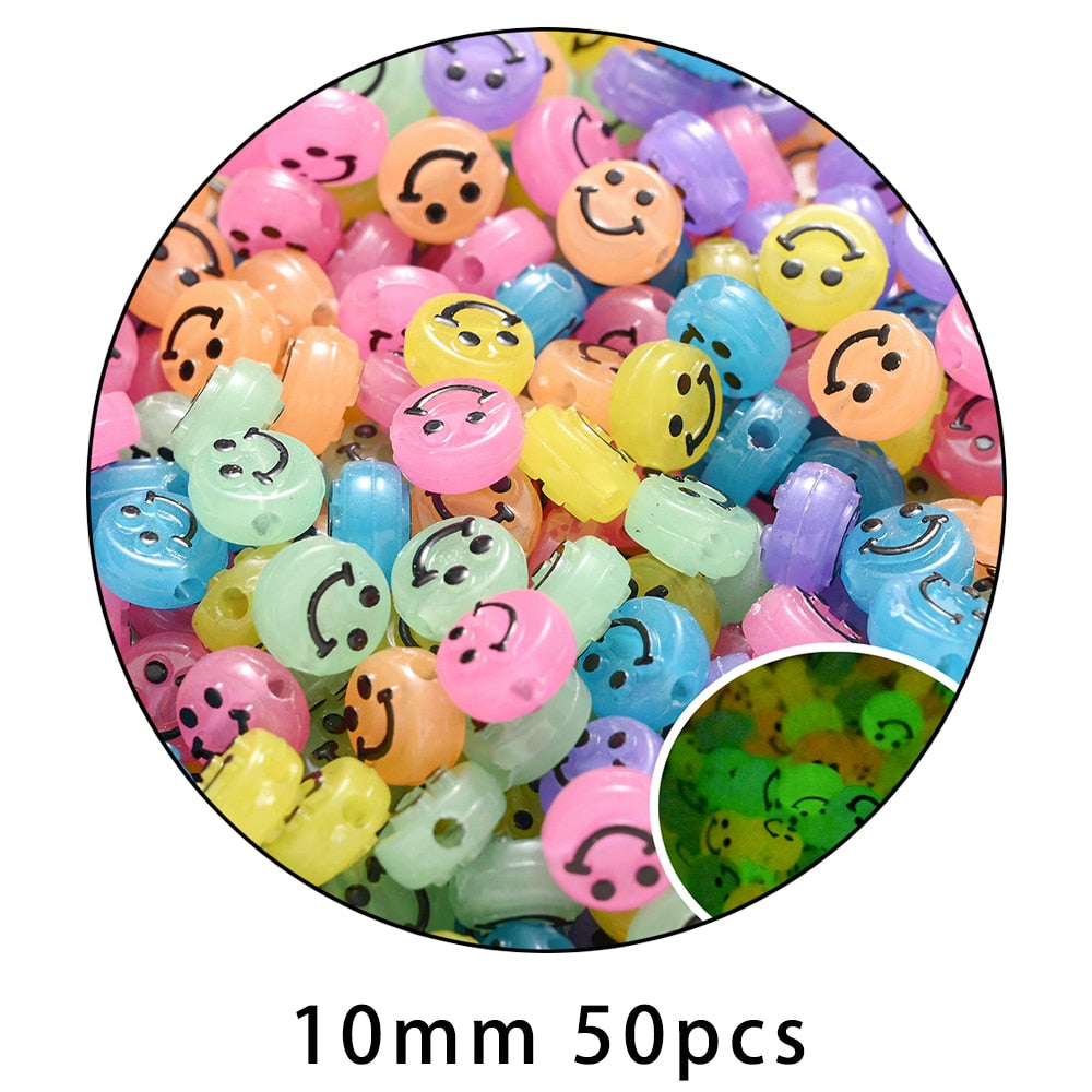 iYOE Mix Acrylic Smiley Beads Luminous Spacer Beads