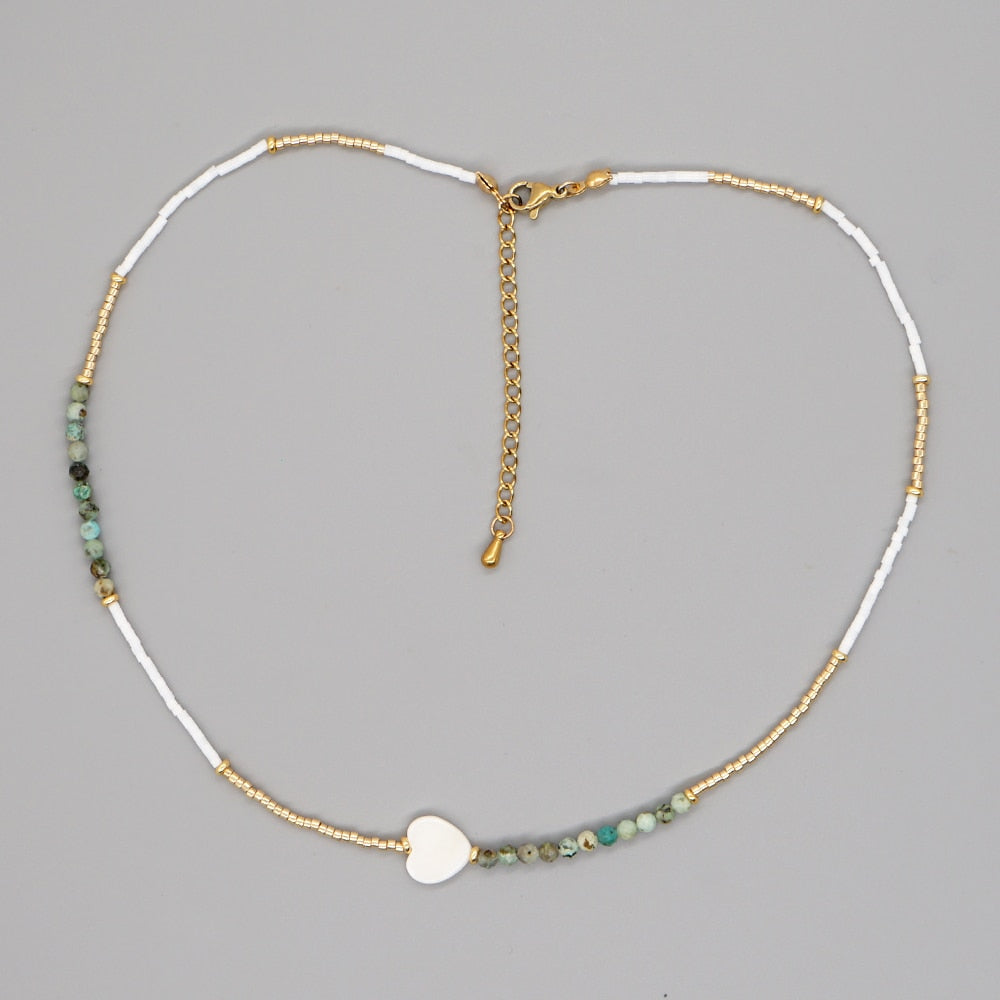 Boho Simple Beaded Necklace for Women Evil Eye
