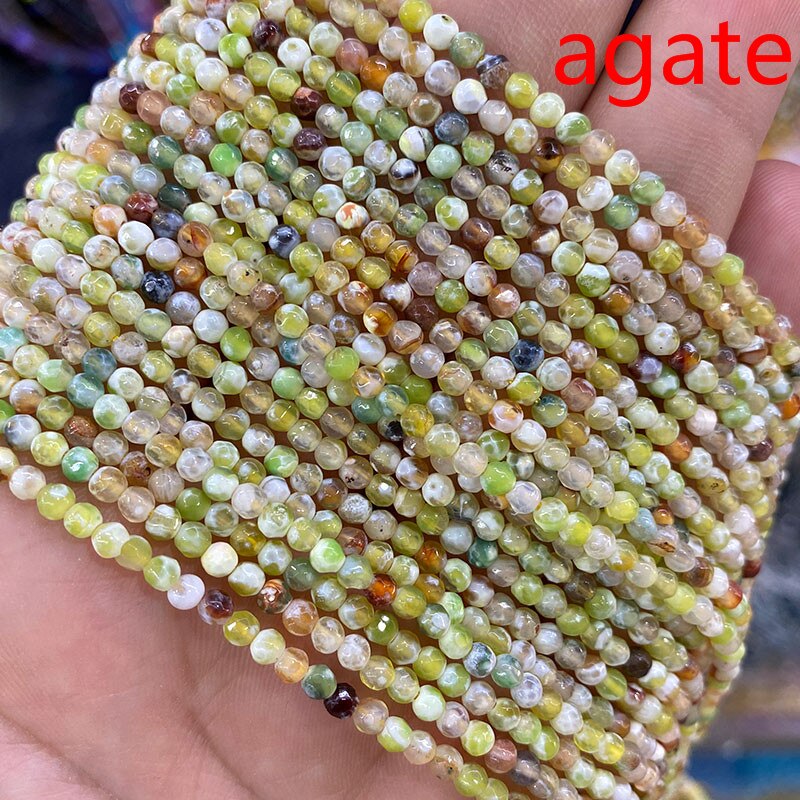 Natural Stone Faceted Round Spacer Beads Fire Agates