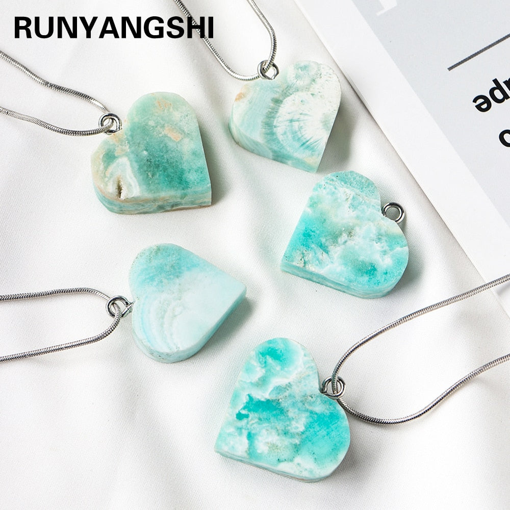 Natural Gemstones Raw Hemimorphite Stone Heart