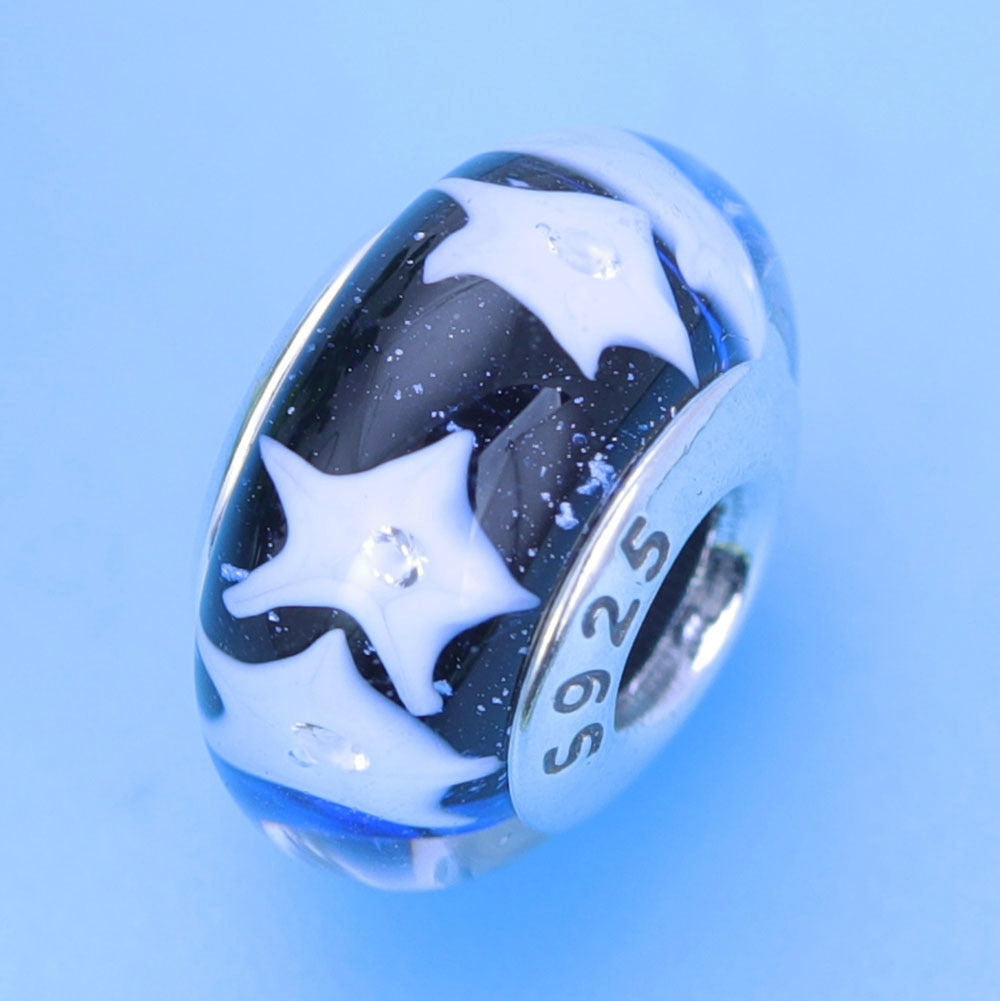 Sterling Silver Glass Bead Wood Stone Murano Flower