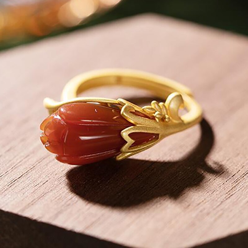 Female Model Atmospheric Retro Open Ring
