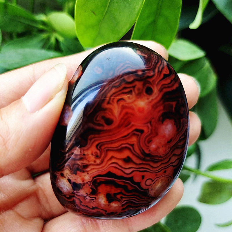 Natural Lace Stone Sardonyx Agate Palm Hand Play