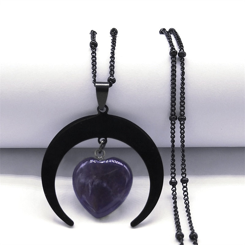 Black Color Stainless Steel Natural Stone Charm