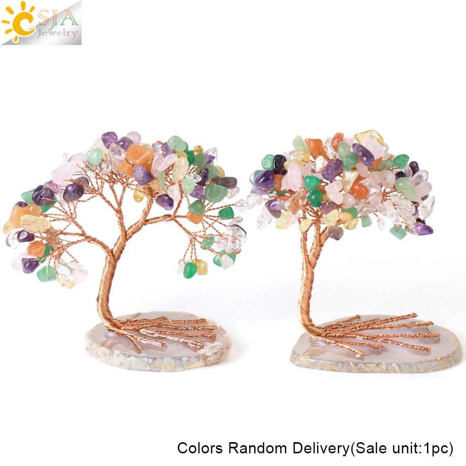 Crystal Money Tree with Agate Slices Love Heart