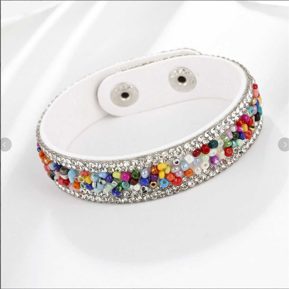 Stone Bracelets For Women Wrap Cuff Slake Leather