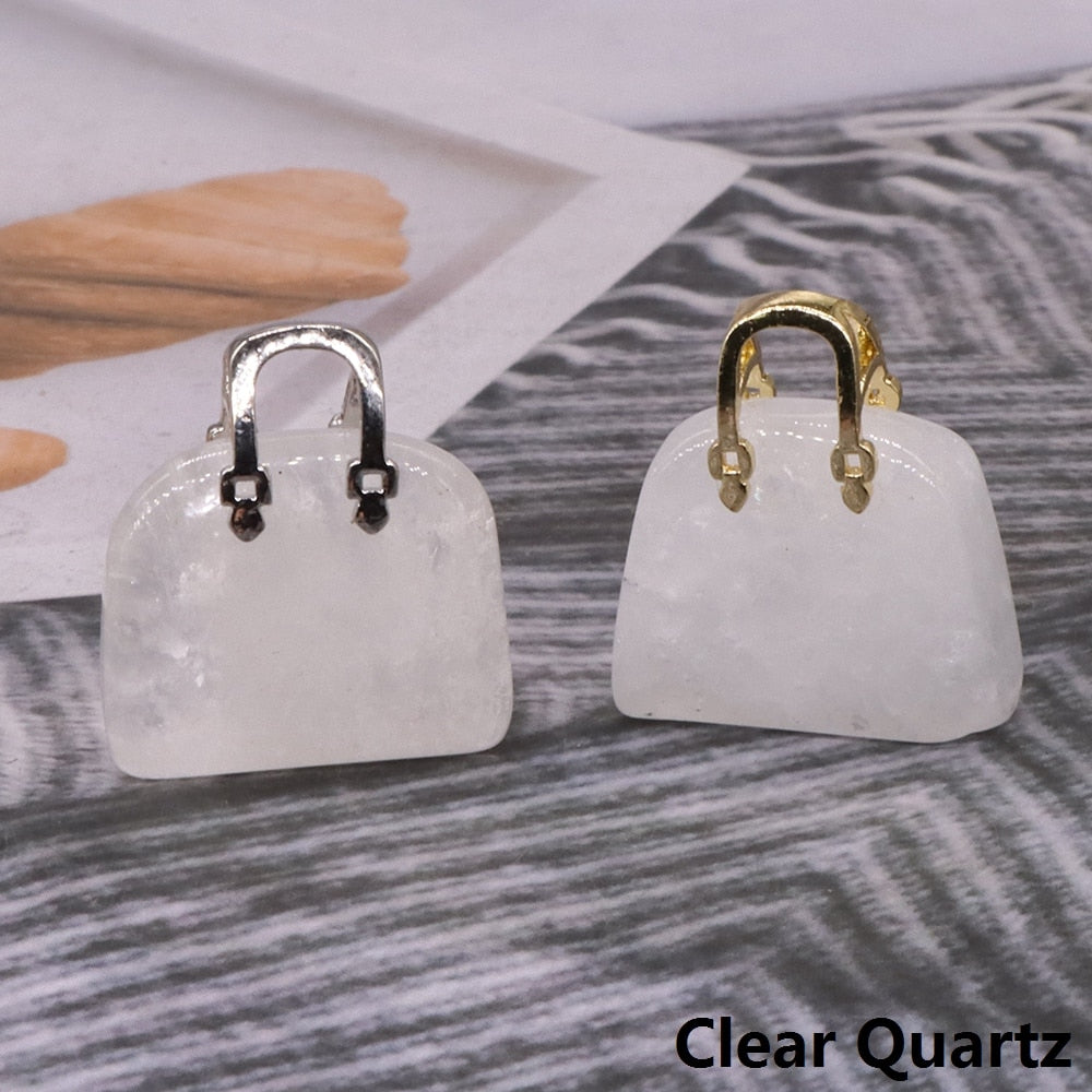 Women Bag Shaped Natural Healing Crystal Amethyst