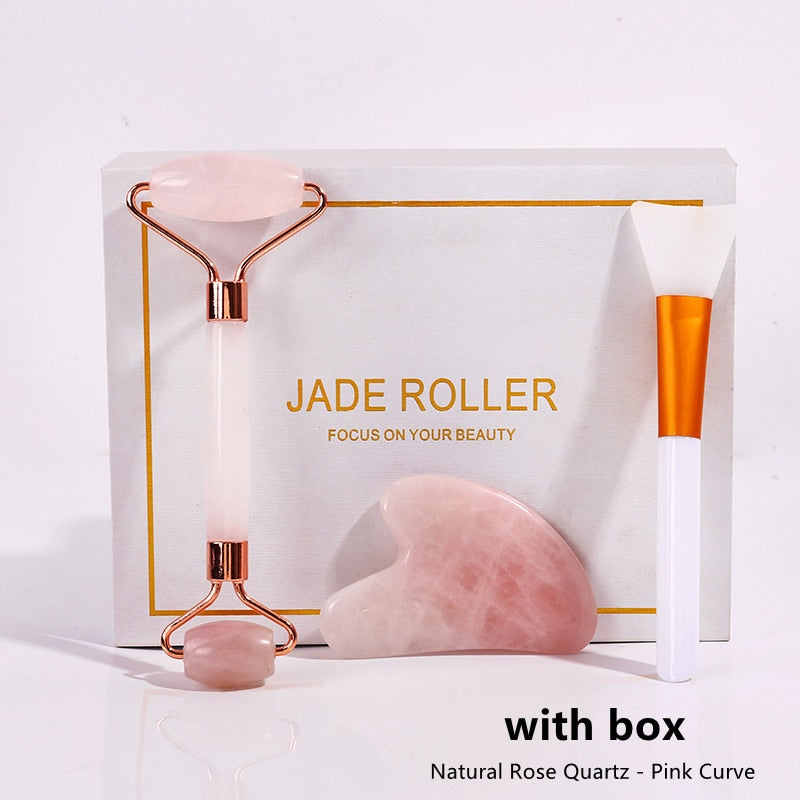 Facial Massager Natural Jade Roller Massage Rose