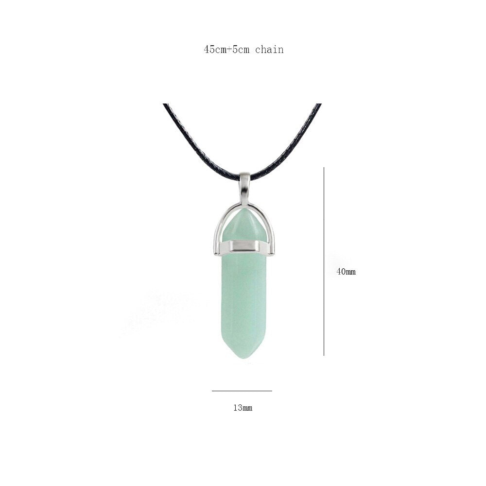 Point Pillar Bullet Hexagonal Column Necklace Stone