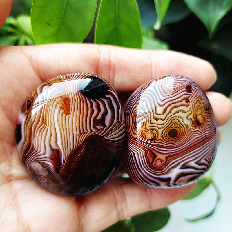 Natural Lace Stone Sardonyx Agate Palm Hand Play