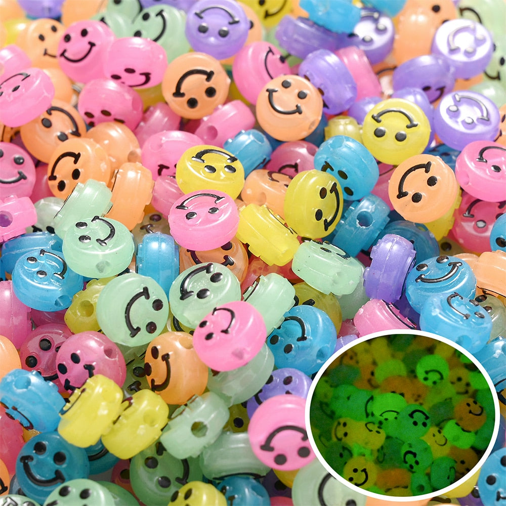 iYOE Mix Acrylic Smiley Beads Luminous Spacer Beads