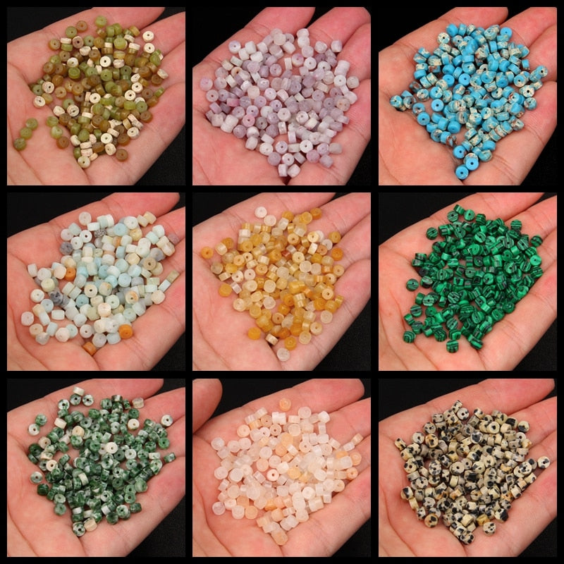 Natural Flat Disc Round Stone Crystal Jades Spacer Beads