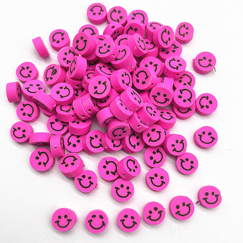 30pcs 10mm Multicolour Smiling Face Beads