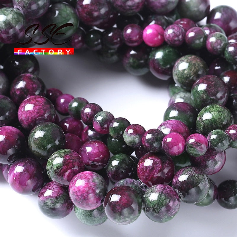 Colorful Tourmaline Jades Stone Round Loose Beads