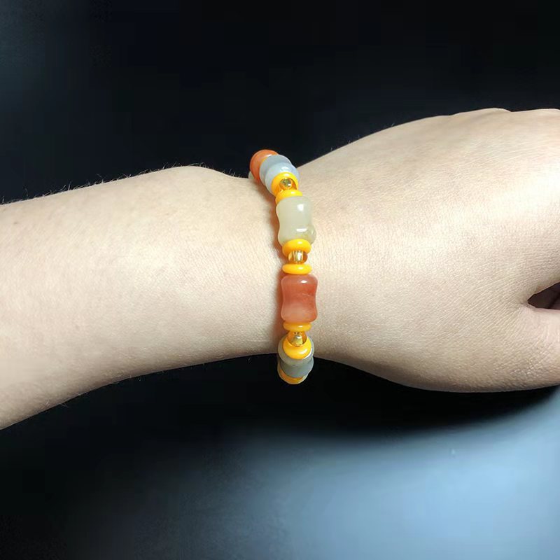 Natural Colorful Jade Charm Bracelet