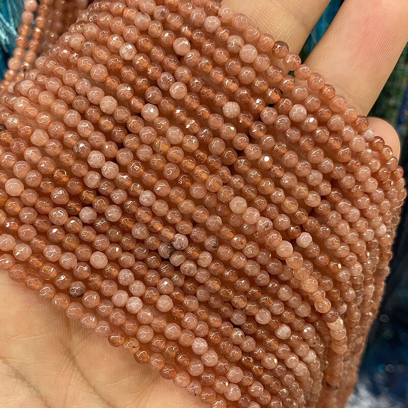 Natural Stone Faceted Round Spacer Beads Fire Agates