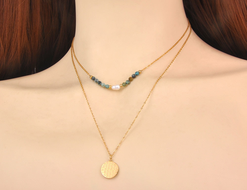 Double Layer Trendy White Pearl Pendant Necklaces