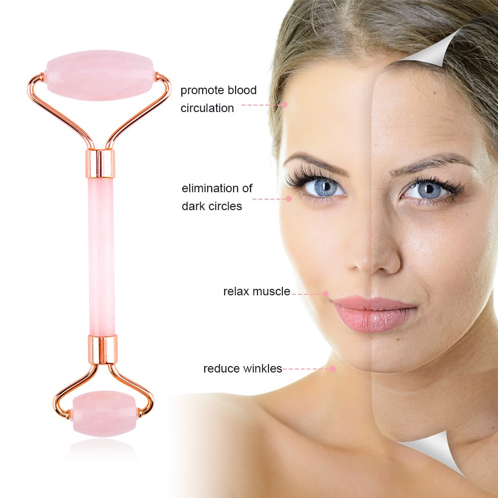 Jade Roller Massager for Face Natural Real Stone