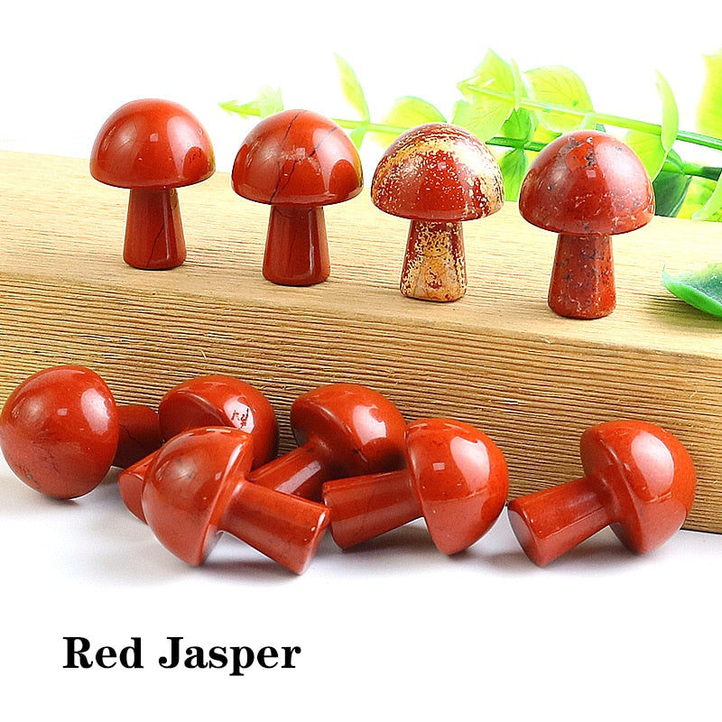 Mini Natural Crystal Mushroom Stone Statue Carving