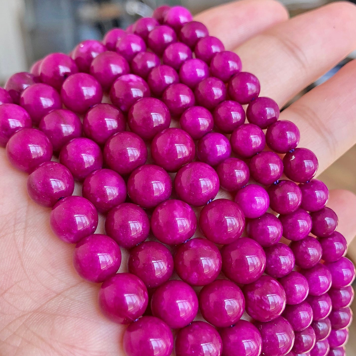 Natural Stone Beads Fuchsia Sugilite Jade Round