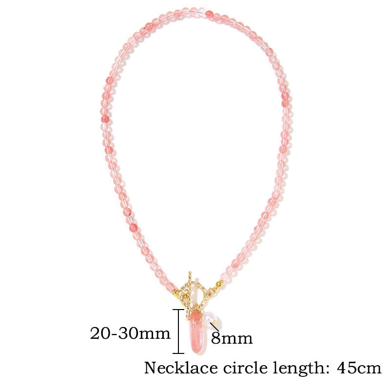 Metal chain healing energy necklace Natural crystal