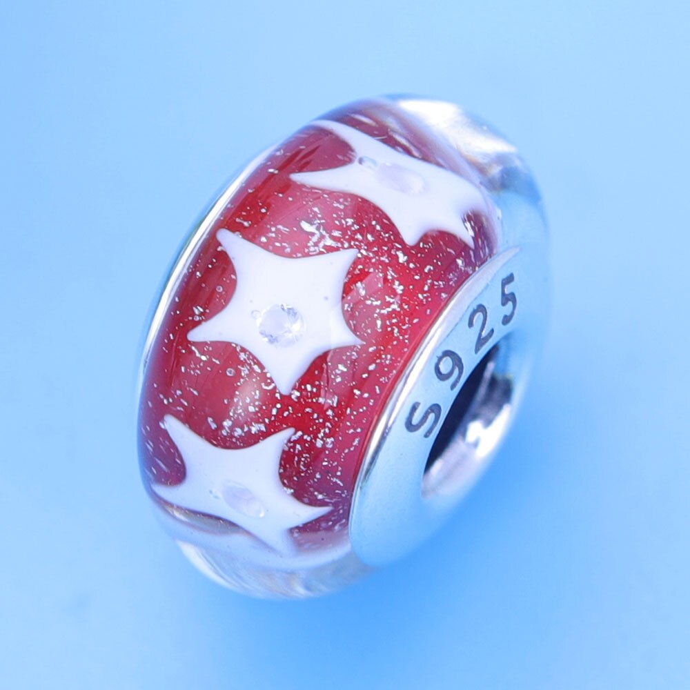 Sterling Silver Glass Bead Wood Stone Murano Flower