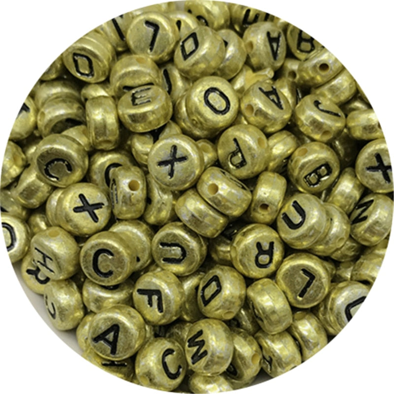 Letter Beads Oval Shape Mixed Alphabet