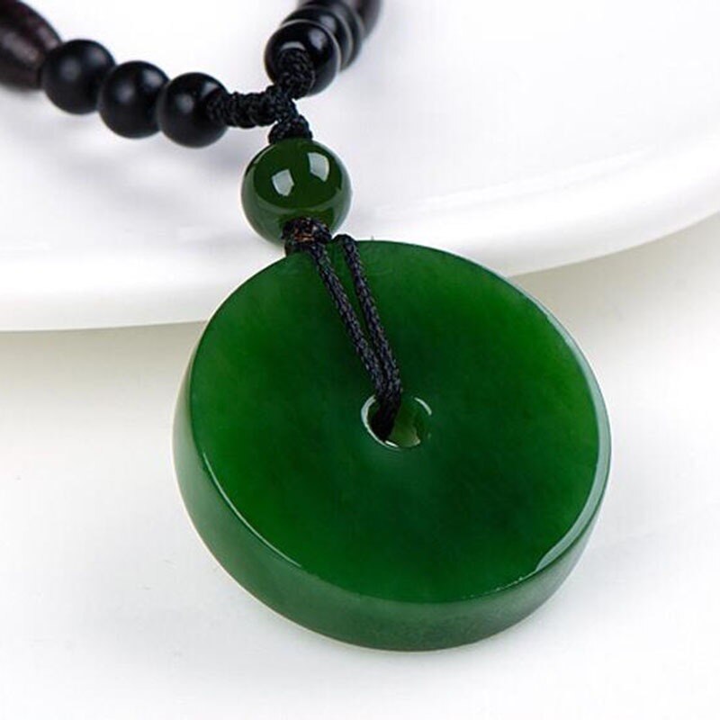 Natural Green Hand Carved Ping'an Clasp Jade Pendant