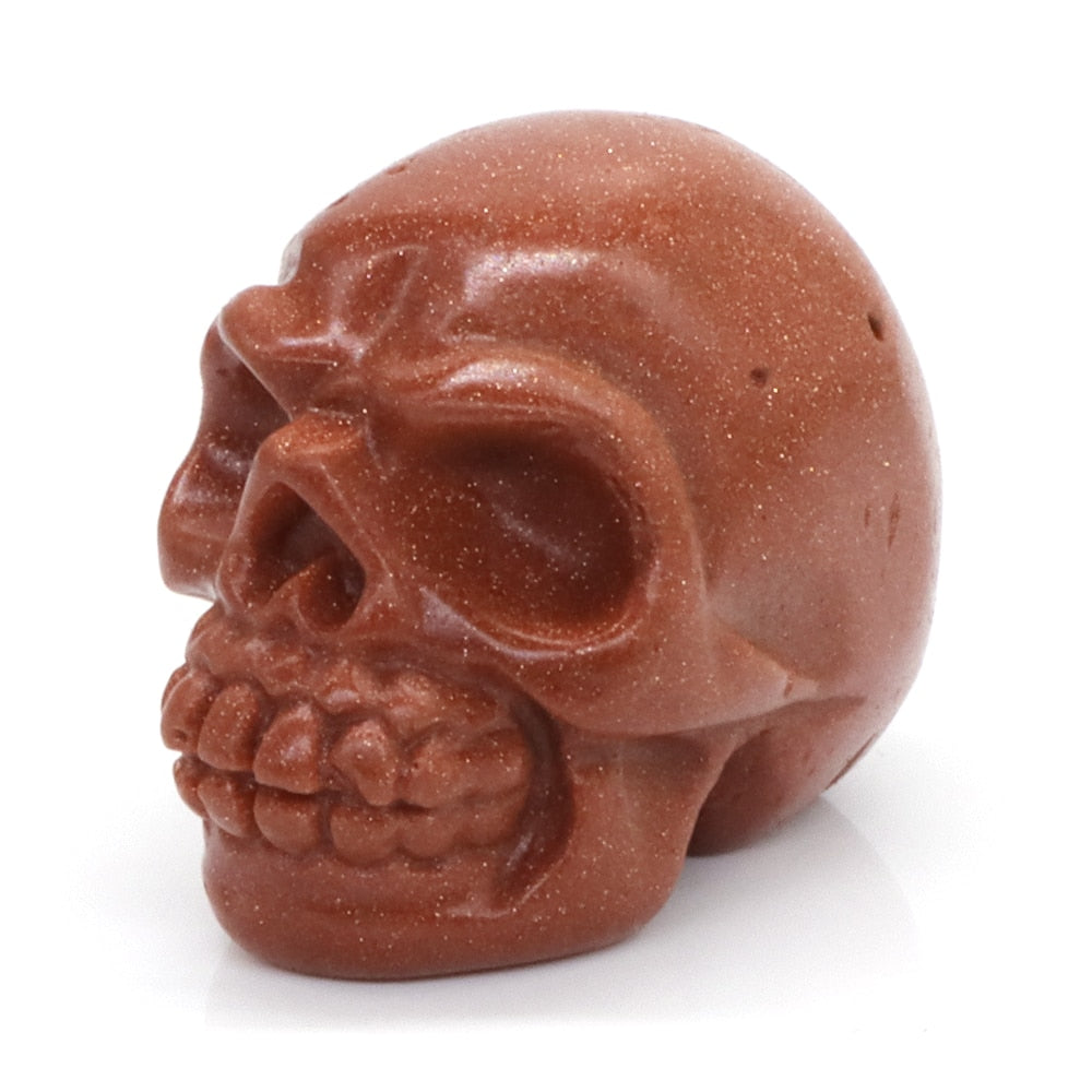 Skull Statue Natural Amethyst Black Obsidian Stone