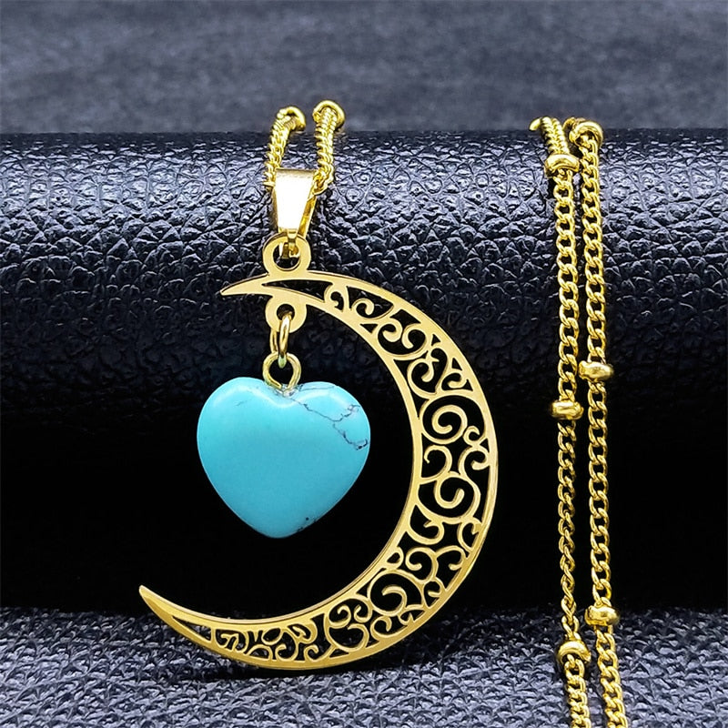 Black Color Stainless Steel Natural Stone Charm