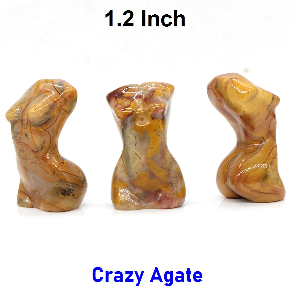 Stone Sex Lady Model Statue Mini Handmade Body Carved