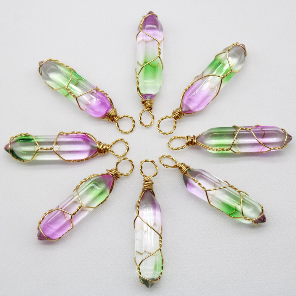 Natural Stone Rose Quartz Stained Glass Pillar