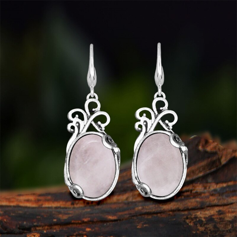 Vintage Natural Jades Dangle Earrings For Women