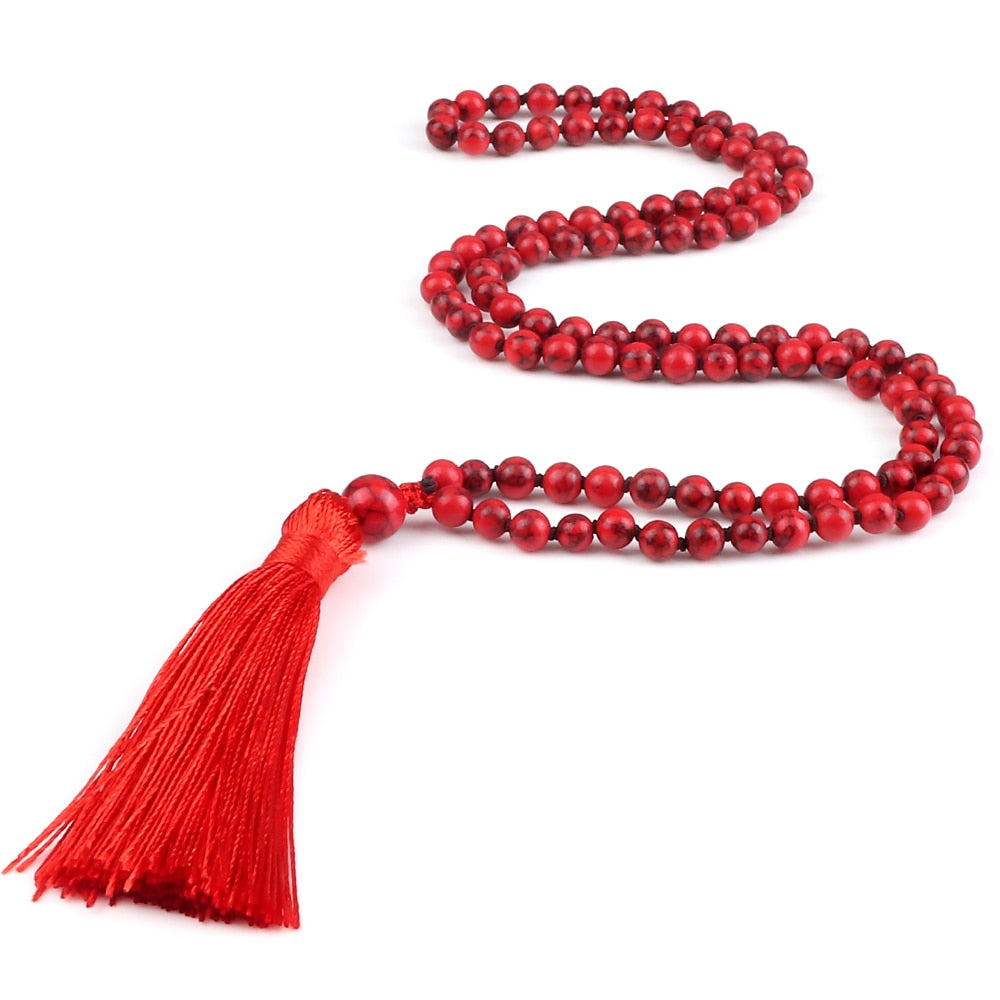 108 Beads Prayer Necklace Natural Green Stripe Onyx