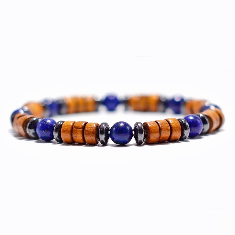 Antique Wood Bracelet Homme Natural Hematite