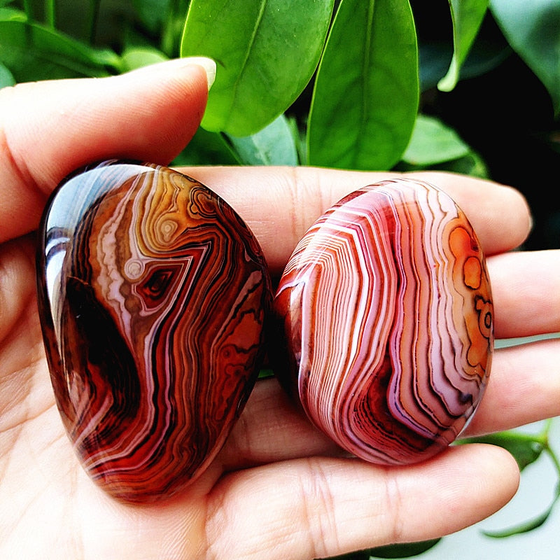 Natural Lace Stone Sardonyx Agate Palm Hand Play